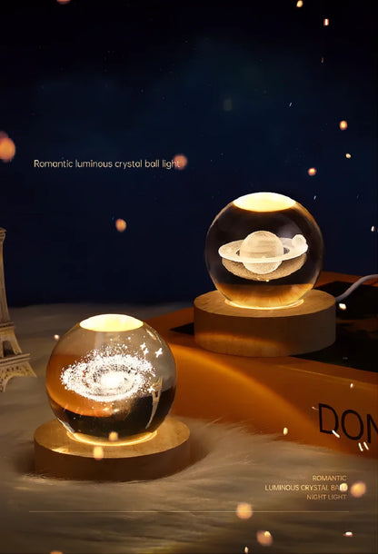 Night Light LED Crystal Ball Table Lamp 3D Moon Planet Galaxy Astronaut Room Decoration for Home Table Lamp Party Holiday Gift